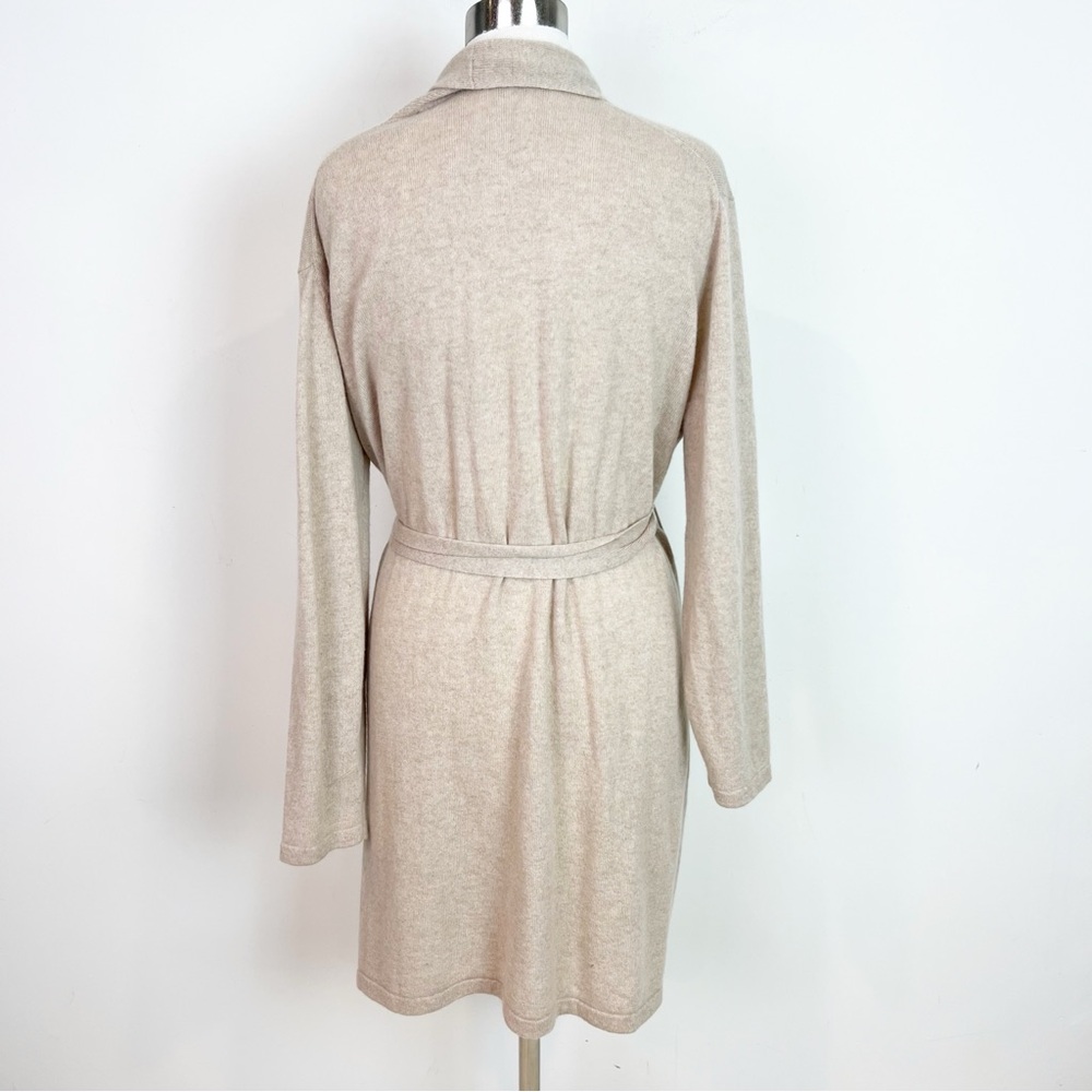 ARLOTTA CASHMERE TAN TAUPE OPEN FRONT CARDIGAN SWEATER ROBE BELT MEDIUM/LARGE - Picture 2 of 3